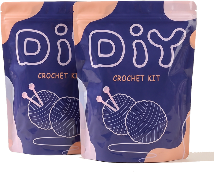 Två DIY-påsar med virkkit